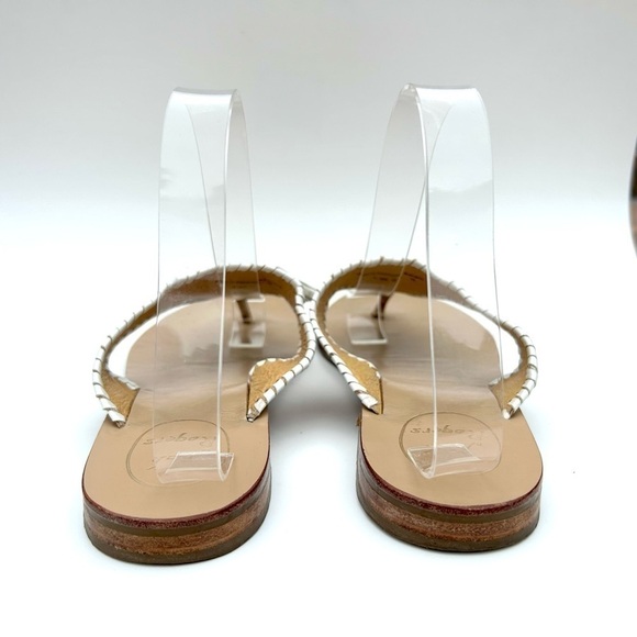 Jack Rogers Alana Cork White Leather Tassel Thong Flip Flop Sandals Size 9.5 - Picture 9 of 13
